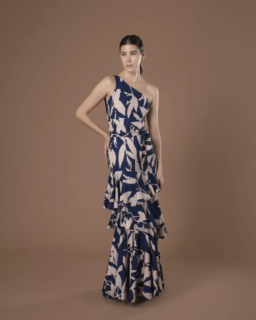 0118 - Argentina - Estampado azul oscuro hojas