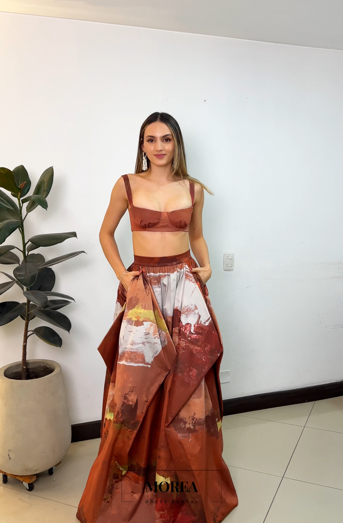 0326 - Wayra 2 piezas naranja verde - Maria Elenea Villamil - 4