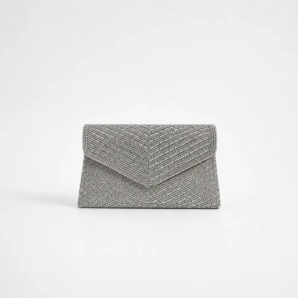 0820 - Cartera plateada brillantes