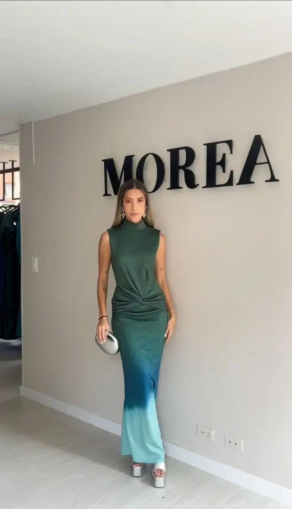 0684 - Leo Dress - Halter verde azul degrade