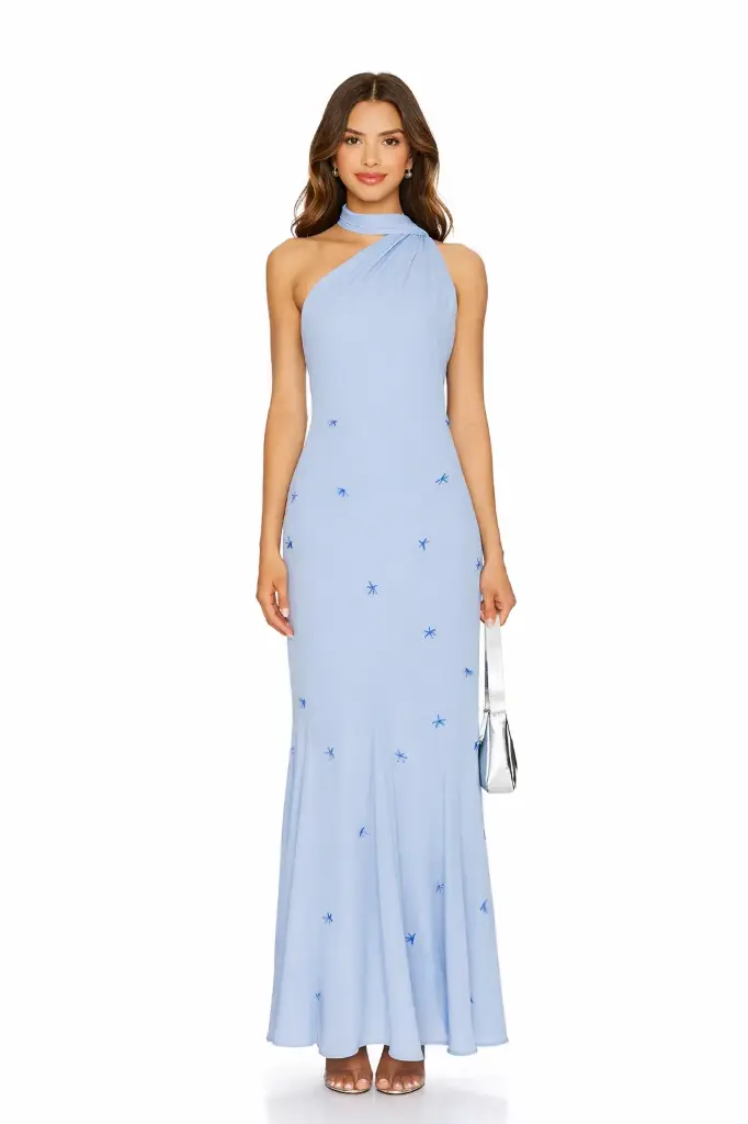 0698 - Azul cielo flores piedritas 