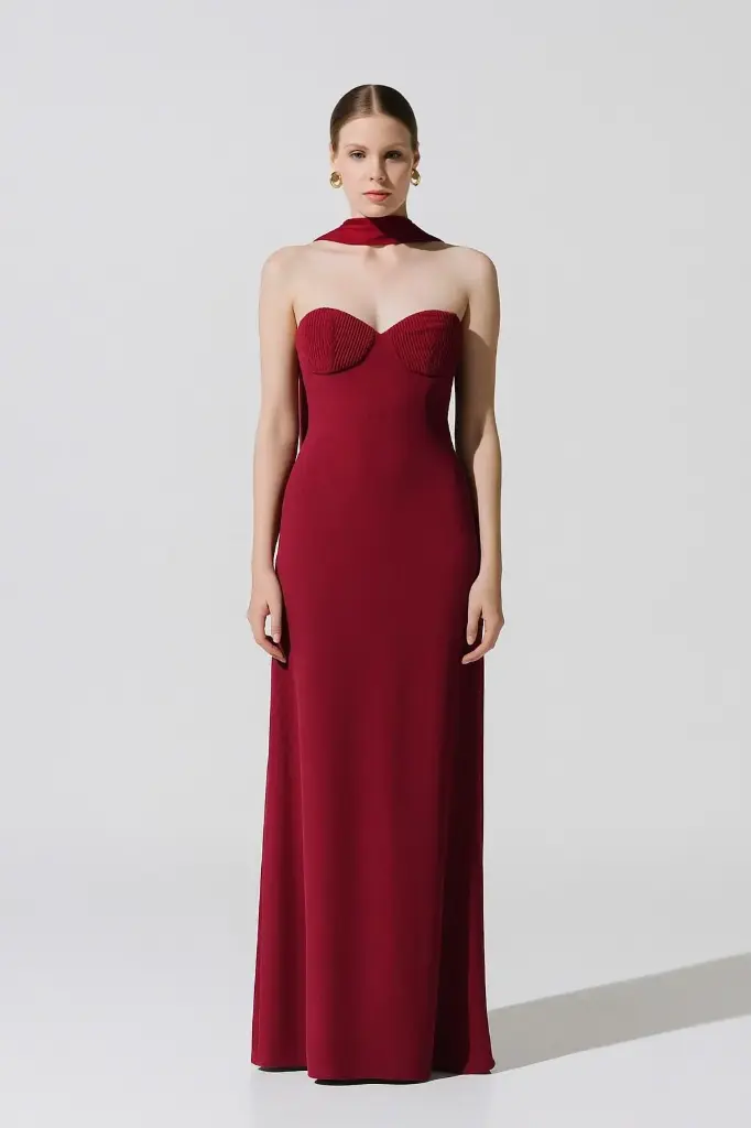 0736 - conchas bufanda vino tinto - Baobab