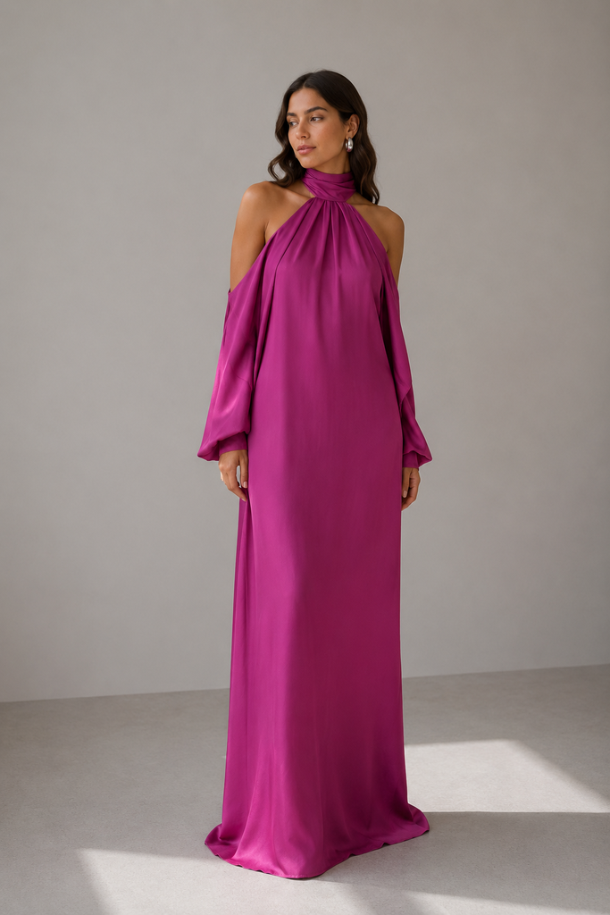 0068 - Halter hombros descubiertos Magenta