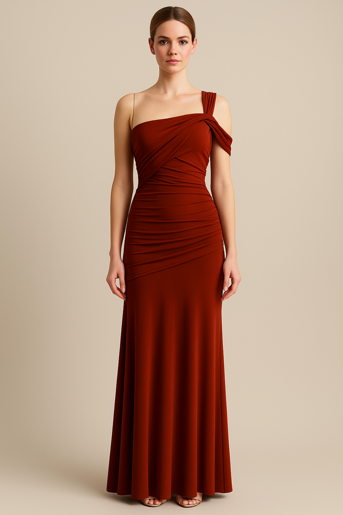 0218 - Terracota Oscuro Tira Hombro Recogido Cintura