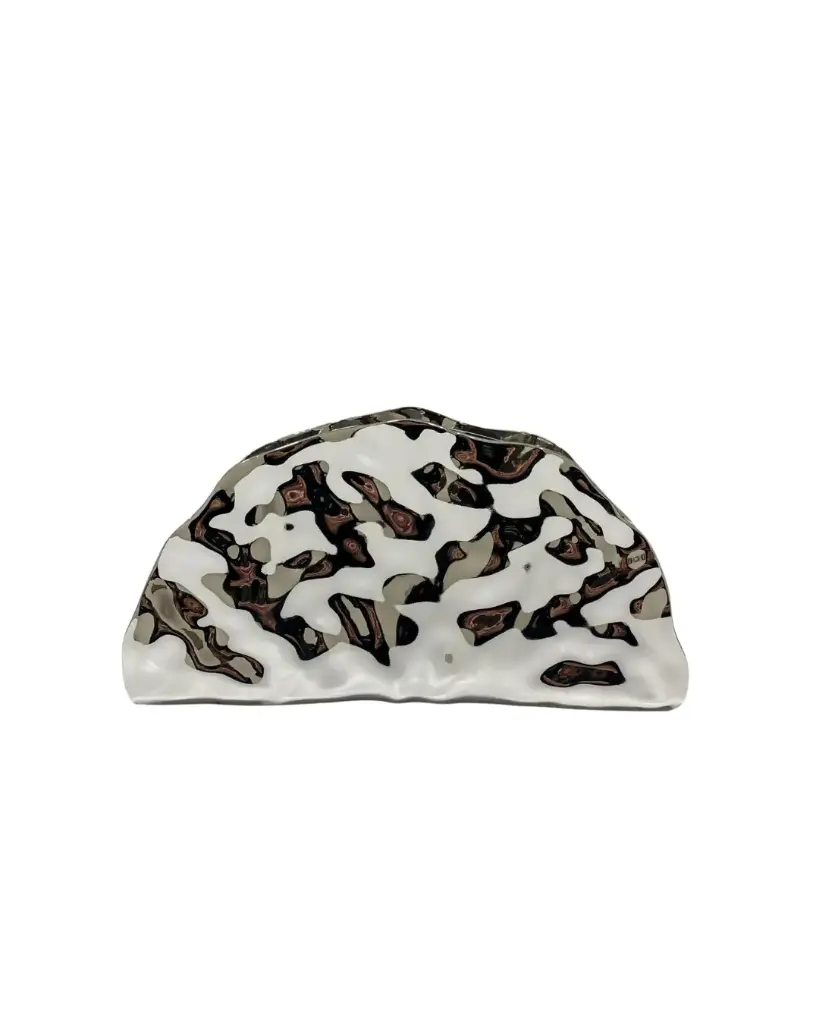 0882 - Cartera media luna plateada metalizada