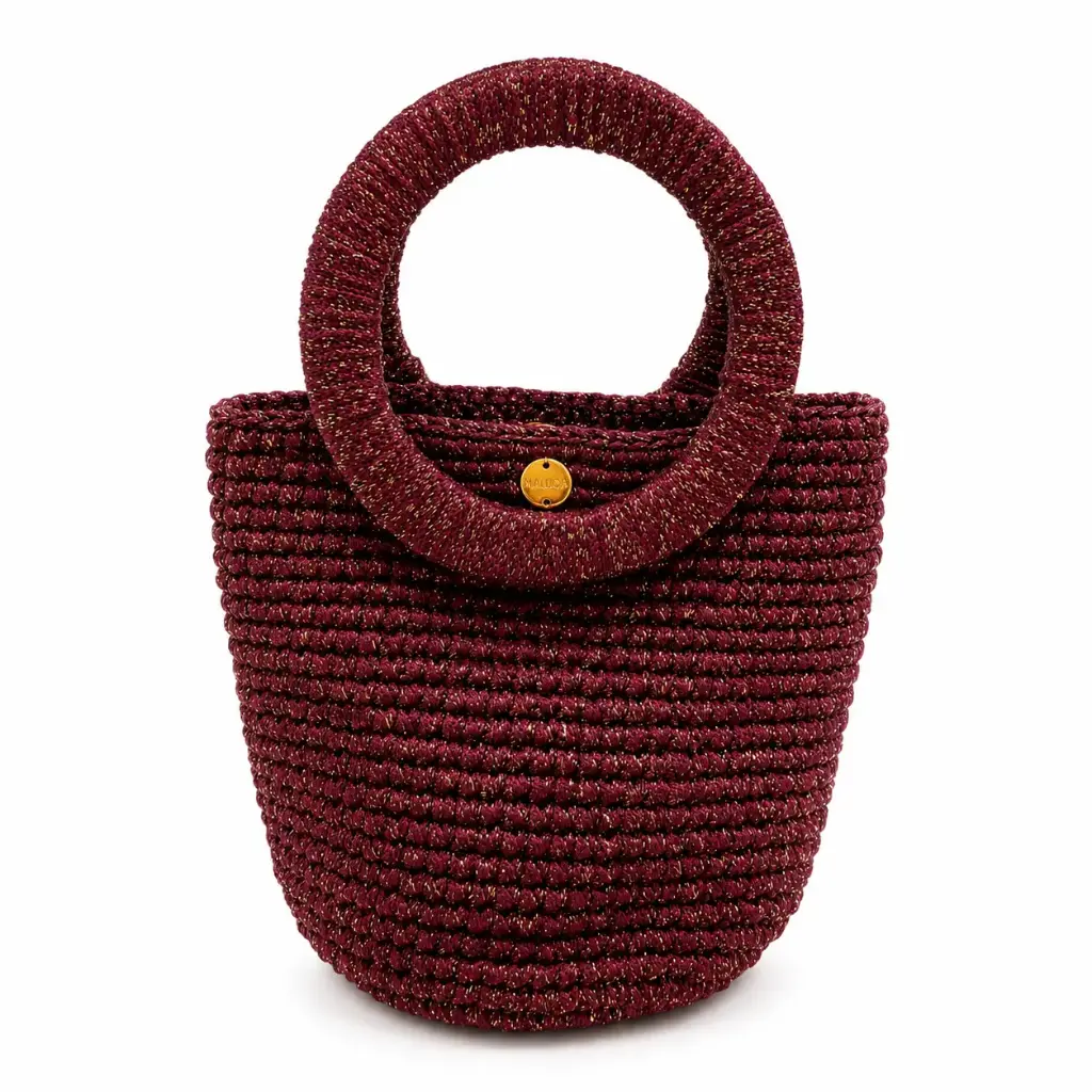 0839 - Cartera tejida vino aro