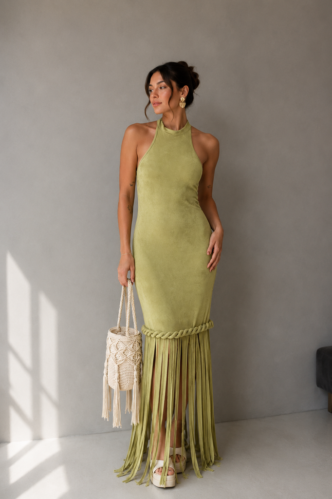 0664 - Verde halter trenza tiras