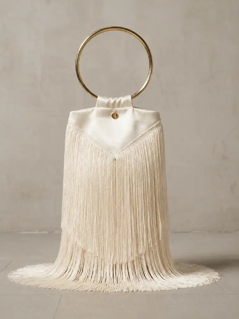 0908 - Cartera flecos beige