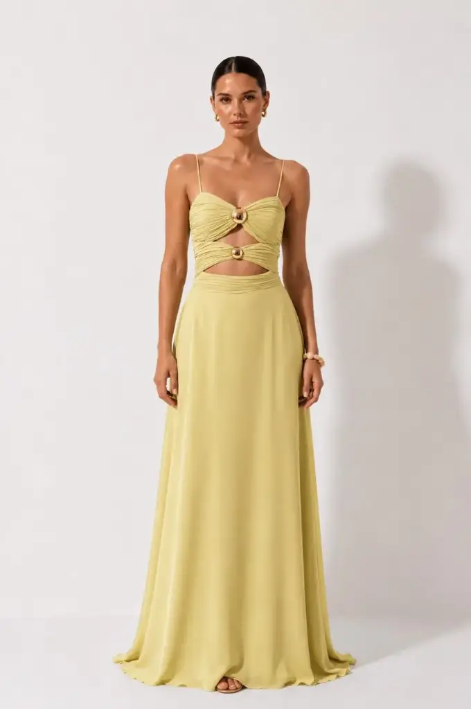 0667 - Flora verde matcha broches dorados top