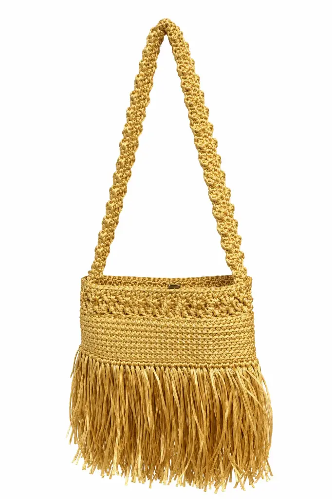 0916 - Cartera flecos dorada murano
