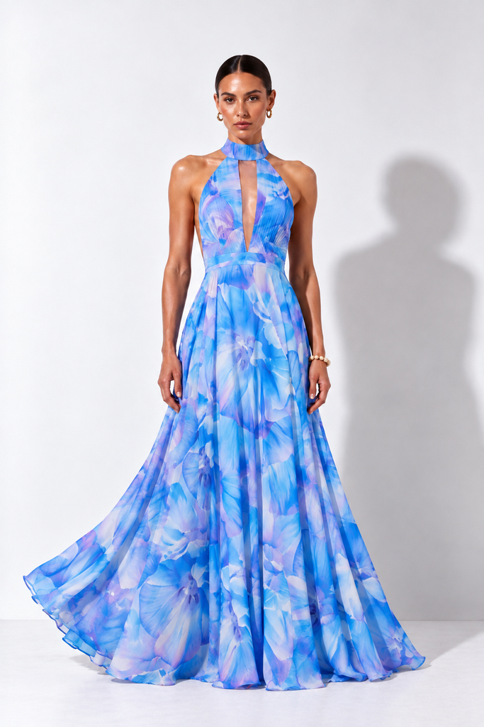 0938 - Luciana - Estampado azul halter