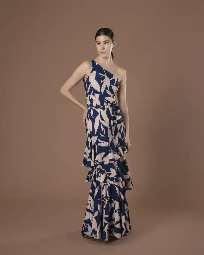 0118 - Argentina - Estampado azul oscuro hojas