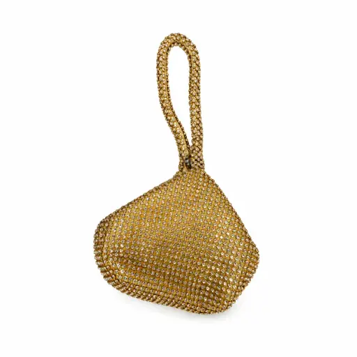 0817 - Cartera dorada brillante triangulo