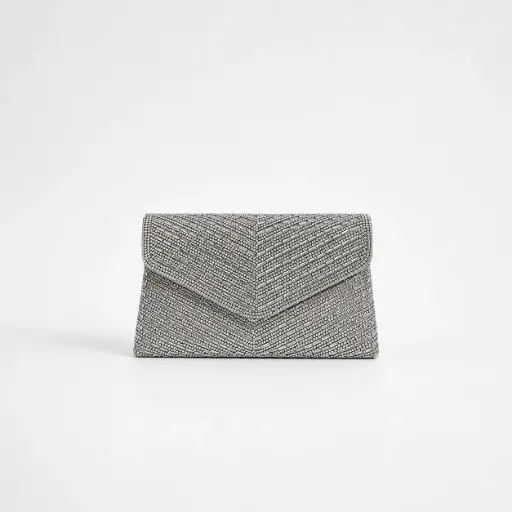 0820 - Cartera plateada brillantes