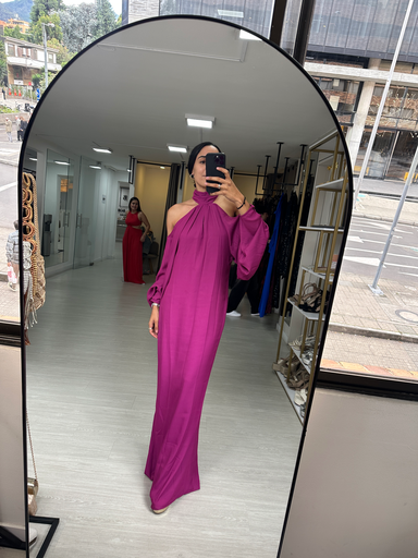 0068 - Halter hombros descubiertos Magenta