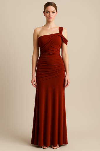 0218 - Terracota Oscuro Tira Hombro Recogido Cintura