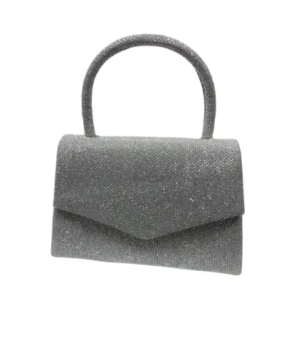 0873 - Cartera plateada coquette brillos