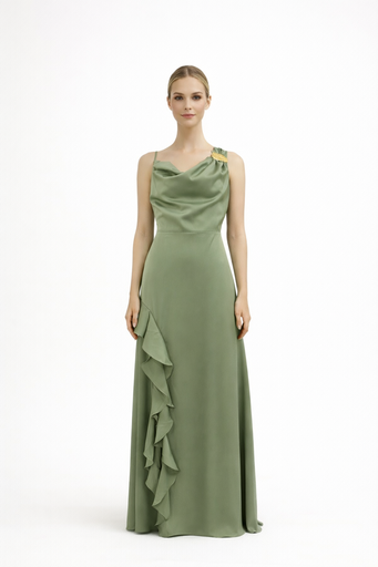 0022 - verde oliva broche dorado circular hombro 