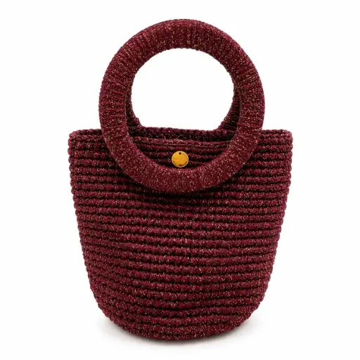 0839 - Cartera tejida vino aro