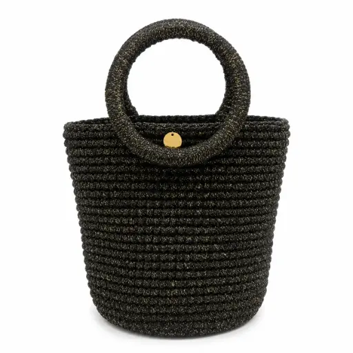 0850 - Cartera tejida negra aro
