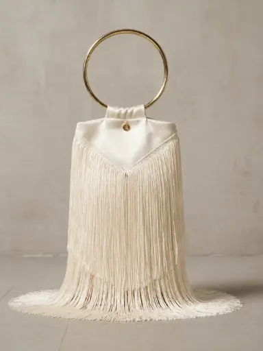 0908 - Cartera flecos beige
