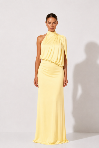 0780 - Rocio Halter bandeja stretch amarillo mantequilla caida