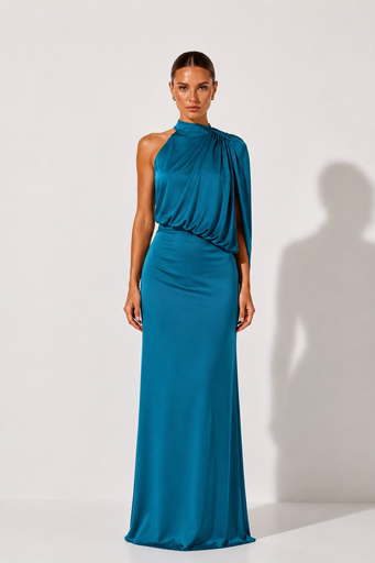0781 - Rocio Halter bandeja stretch azul aguamarina caida